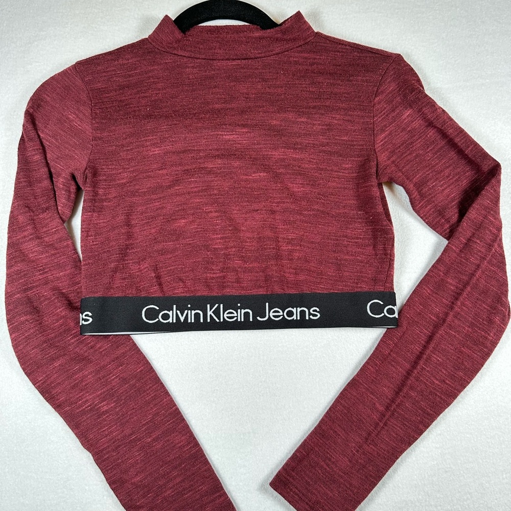Calvin Klein Women's Top S Cherry Color Polyester with Elastane, Viscose Cropped